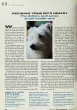 Better Homes & Gardens November 1992 Magazine Article: INSURING YOUR PET'S HEALTH