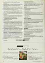 Better Homes & Gardens March 1995 Magazine Article: Gingham Goose Stuffed Toy Pattern