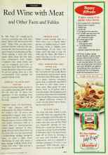 Better Homes & Gardens December 1996 Magazine Article: Red Wine with Meat and Other Facts and Fables