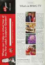Better Homes & Gardens December 1999 Magazine Article: What's on BH&G TV