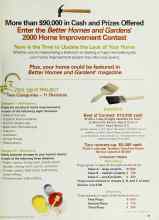 Better Homes & Gardens April 2000 Magazine Article: More than $90,000 in Cash and Prizes Offered Enter the Better Homes and Gardens 2000 Home Improvement Contest