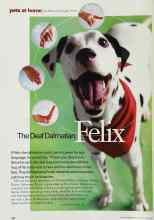 Better Homes & Gardens June 2002 Magazine Article: The Deaf Dalmatian Felix