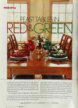 Better Homes & Gardens December 2002 Magazine Article: FEAST TABLES IN RED & GREEN