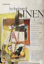 Better Homes & Gardens September 2004 Magazine Article: for the love of LINEN