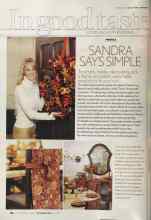 Better Homes & Gardens November 2004 Magazine Article: SANDRA SAYS SIMPLE