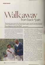Better Homes & Gardens April 2005 Magazine Article: Walk away from back pain