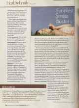 Better Homes & Gardens September 2005 Magazine Article: Simplest Stress Busters