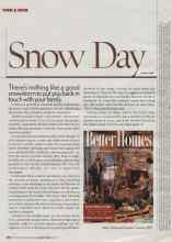 Better Homes & Gardens January 2006 Magazine Article: Snow Day