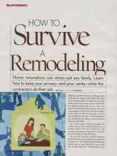 Better Homes & Gardens July 2006 Magazine Article: HOW TO Survive A Remodeling