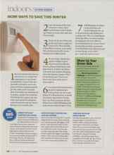 Better Homes & Gardens October 2007 Magazine Article: MORE WAYS TO SAVE THIS WINTER