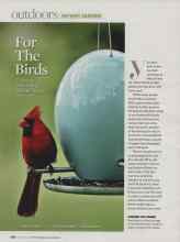 Better Homes & Gardens October 2007 Magazine Article: For The Birds