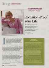 Better Homes & Gardens October 2008 Magazine Article: Recession-Proof Your Life