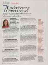Better Homes & Gardens January 2009 Magazine Article: 7 Tips for Beating Clutter Forever