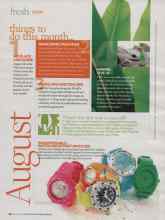 Better Homes & Gardens August 2009 Magazine Article: INDISPENSABLE: WATER-RESISTANT WATCHES