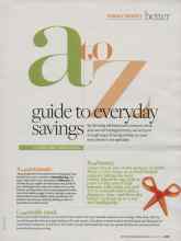 Better Homes & Gardens August 2009 Magazine Article: A to Z guide to everyday savings