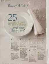 Better Homes & Gardens November 2010 Magazine Article: 25 simple ideas to get it done... ...and beat the stress!