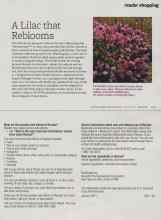 Better Homes & Gardens August 2011 Magazine Article: A Lilac that Reblooms