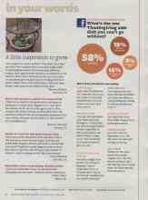 Better Homes & Gardens November 2011 Magazine Article: WE ASKED OUR FACEBOOK FANS What's the one Thanksgiving side dish you can't go without?