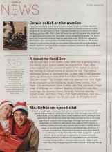Better Homes & Gardens December 2011 Magazine Article: Comic relief at the movies