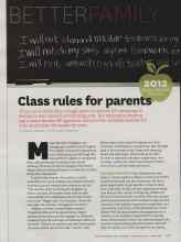 Better Homes & Gardens September 2012 Magazine Article: Class rules for parents