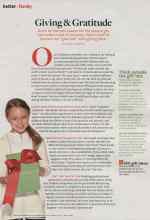 Better Homes & Gardens December 2013 Magazine Article: Giving & Gratitude